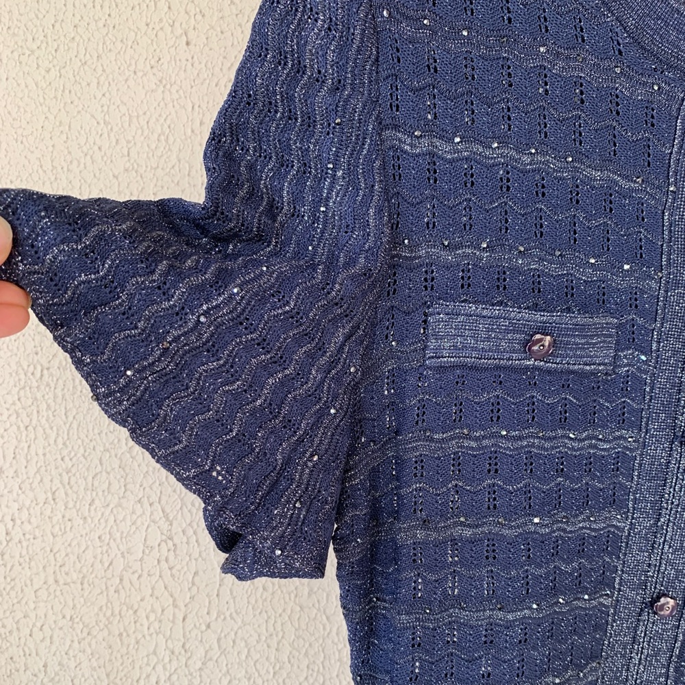 Sandro Navy Sparkle Knit Maxi Dress - Picture 5 of 13